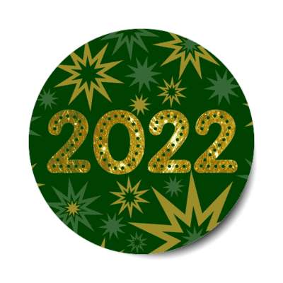 2022 new years bursts green stickers, magnet