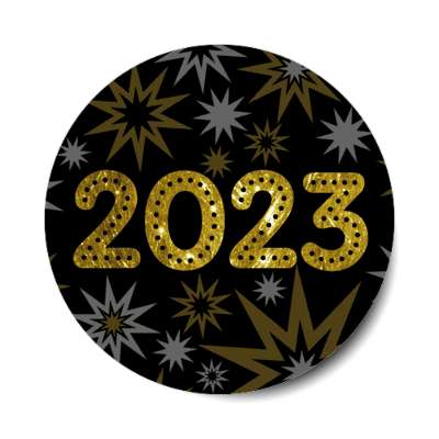 2023 new years bursts black stickers, magnet