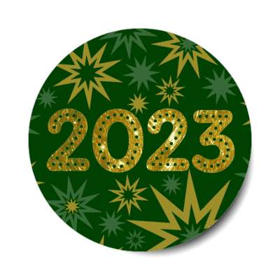 2023 new years bursts green stickers, magnet