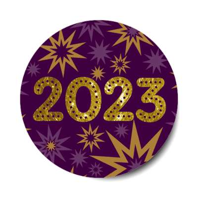 2023 new years bursts purple stickers, magnet