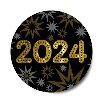 2024 new years bursts black stickers, magnet
