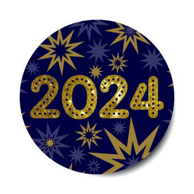 2024 new years bursts blue stickers, magnet