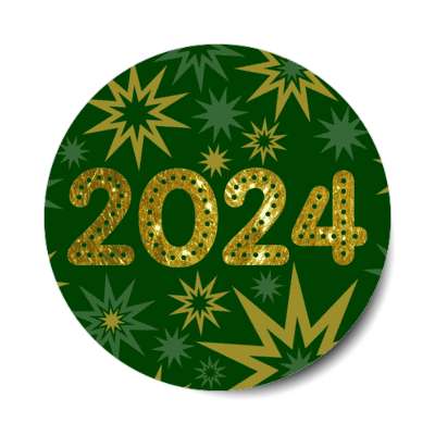 2024 new years bursts green stickers, magnet