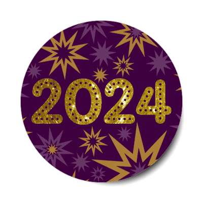2024 new years bursts purple stickers, magnet