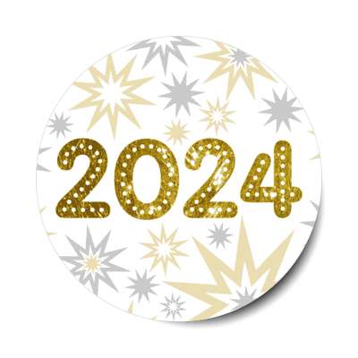 2024 new years bursts white stickers, magnet