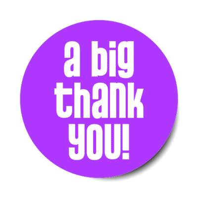 a big thank you stylish modern purple stickers, magnet