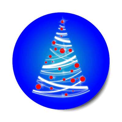abstract lines christmas tree bulb ornaments blue stickers, magnet