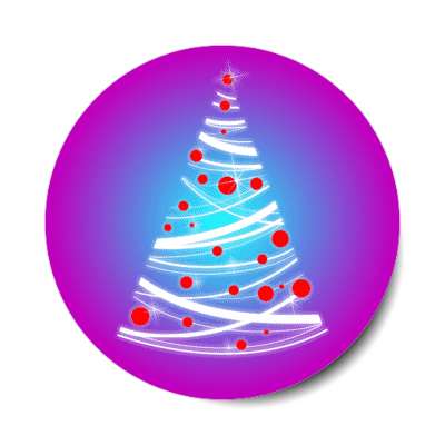abstract lines christmas tree bulb ornaments magenta stickers, magnet