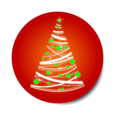 abstract lines christmas tree bulb ornaments red stickers, magnet