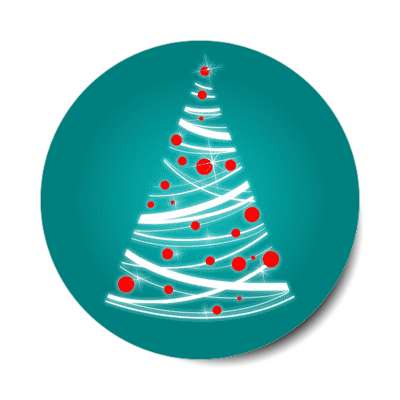 abstract lines christmas tree bulb ornaments teal stickers, magnet