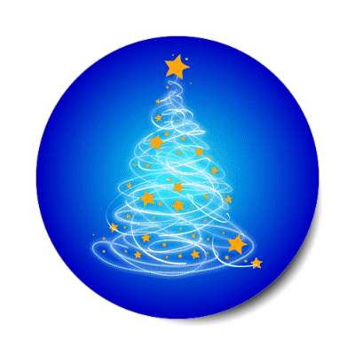 abstract scribble christmas tree stars blue stickers, magnet