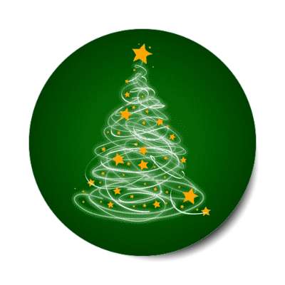 abstract scribble christmas tree stars green stickers, magnet