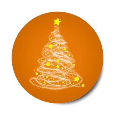 abstract scribble christmas tree stars orange stickers, magnet