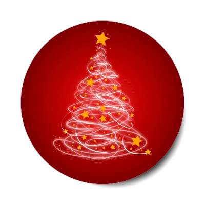 abstract scribble christmas tree stars red stickers, magnet
