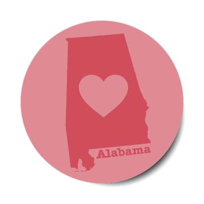 alabama state heart silhouette stickers, magnet