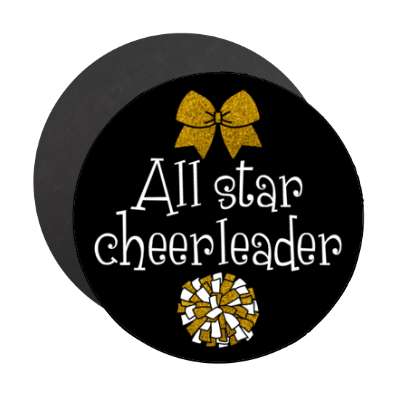 all star cheerleader pom pom ribbon black stickers, magnet