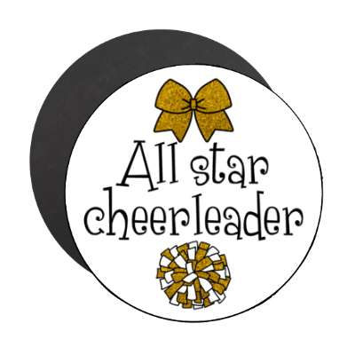 all star cheerleader pom pom ribbon white stickers, magnet