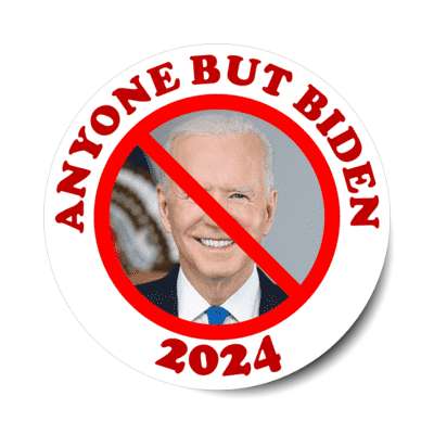 anyone but biden 2024 red slash over face stickers, magnet