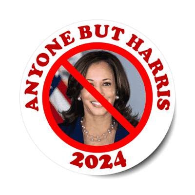 anyone but harris 2024 red slash over face stickers, magnet