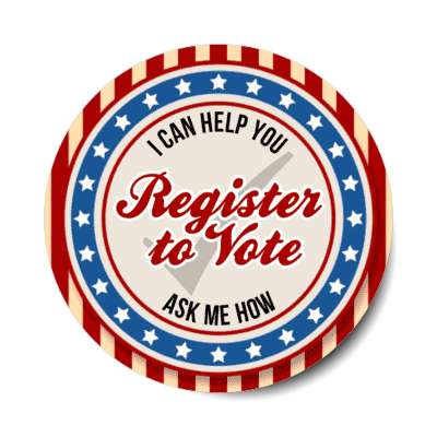 ask me i can help you register to vote classic old timey stickers, magnet