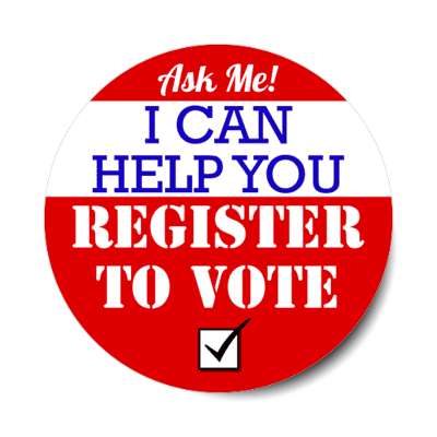ask me i can help you register to vote red republican stickers, magnet