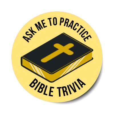 ask me to practice bible trivia cross orange stickers, magnet