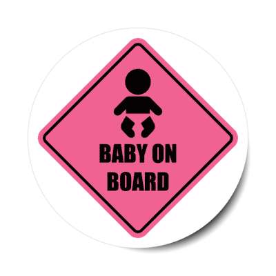 baby on board sign medium pink stickers, magnet