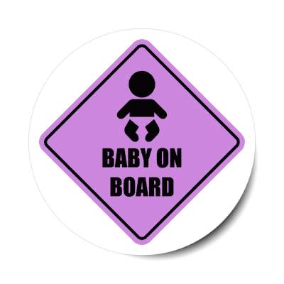 baby on board sign purple stickers, magnet