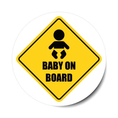 baby on board sign yellow orange stickers, magnet