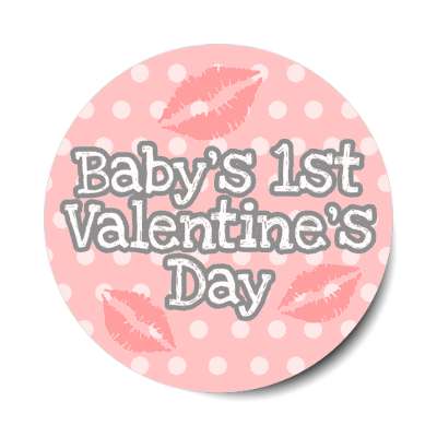 babys first valenting day kisses polka dots stickers, magnet