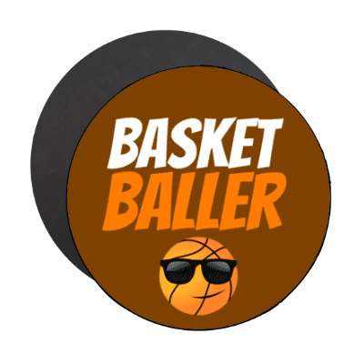basket baller ball wearing sunglasses stickers, magnet