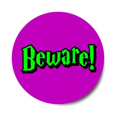 beware purple halloween fun stickers, magnet