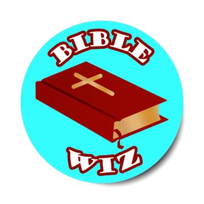 bible wiz holy bible quiz cross aqua stickers, magnet