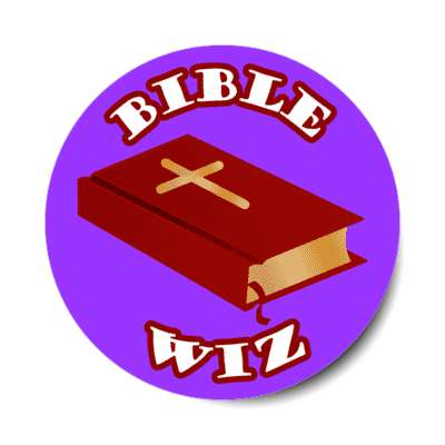 bible wiz holy bible quiz cross purple stickers, magnet