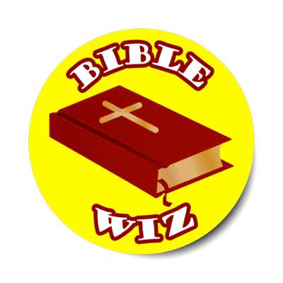 bible wiz holy bible quiz cross yellow stickers, magnet