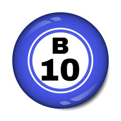 bingo ball lucky number b 10 blue stickers, magnet
