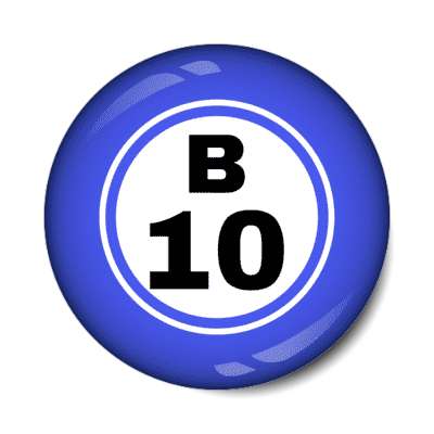 bingo ball lucky number b 10 blue stickers, magnet