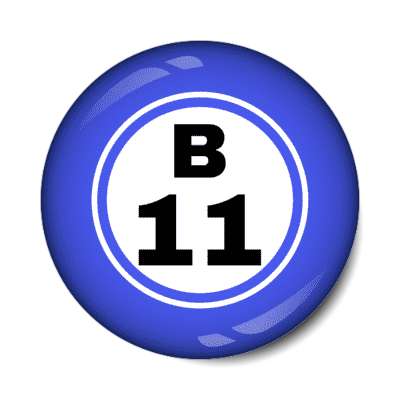 bingo ball lucky number b 11 blue stickers, magnet