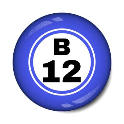 bingo ball lucky number b 12 blue stickers, magnet