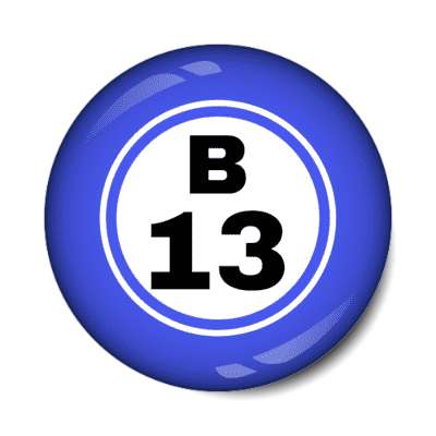 bingo ball lucky number b 13 blue stickers, magnet