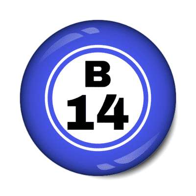 bingo ball lucky number b 14 blue stickers, magnet