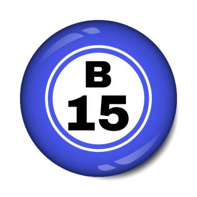 bingo ball lucky number b 15 blue stickers, magnet
