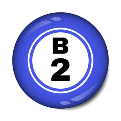 bingo ball lucky number b 2 blue stickers, magnet