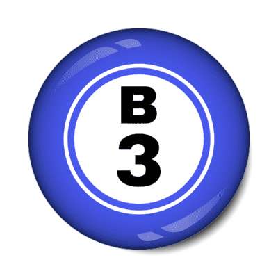 bingo ball lucky number b 3 blue stickers, magnet