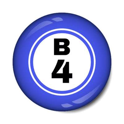 bingo ball lucky number b 4 blue stickers, magnet