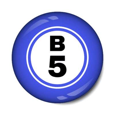 bingo ball lucky number b 5 blue stickers, magnet