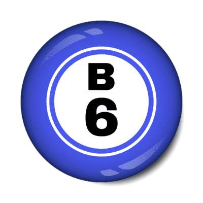 bingo ball lucky number b 6 blue stickers, magnet
