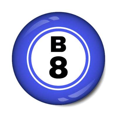 bingo ball lucky number b 8 blue stickers, magnet