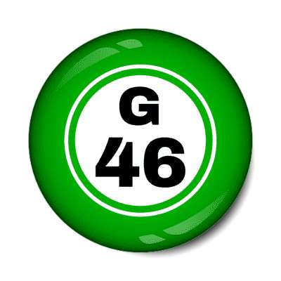 bingo ball lucky number g 46 green stickers, magnet