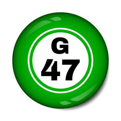 bingo ball lucky number g 47 green stickers, magnet